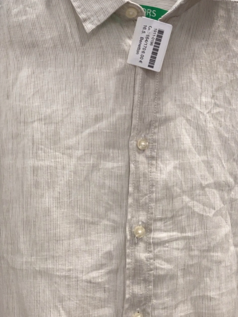 Benetton  Hemd  Gr. 164/170  grau weiß Streifen 