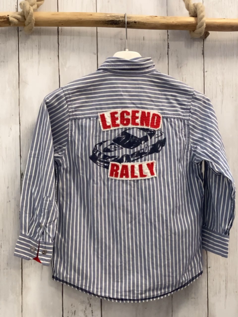 Tom Tailor  Hemd  Gr. 116  grau weiße Streifen rote Schrift 