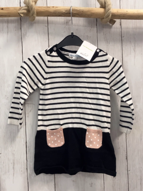 vertbaudet neu Kleid Gr. 80  schwarz weiß gestreift Strick