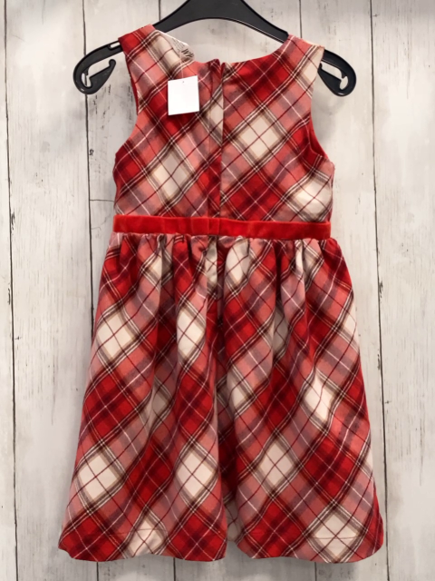 H&M Kleid  Gr. 110  weiß rot golden grau kariert rote Samtschleiche 