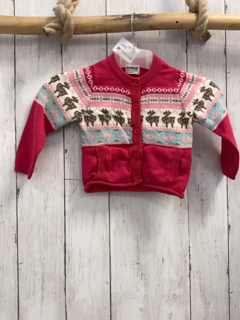 Kanz  Strickjacke  Gr. 68  rot + weiß rosa mint Streifen mit Muster + Tieren 