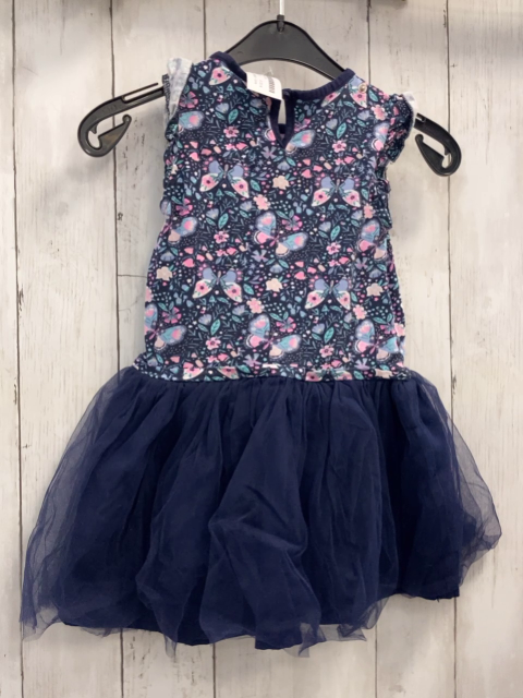 Happy Girls  Kleid  Gr. 110  blaues Oberteil mit Schmetterlingen + Blättern blauer Tüllüberrock