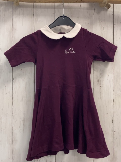 Petit Bateau  Kleid  Gr. 104  weinrot weißer Kragen 