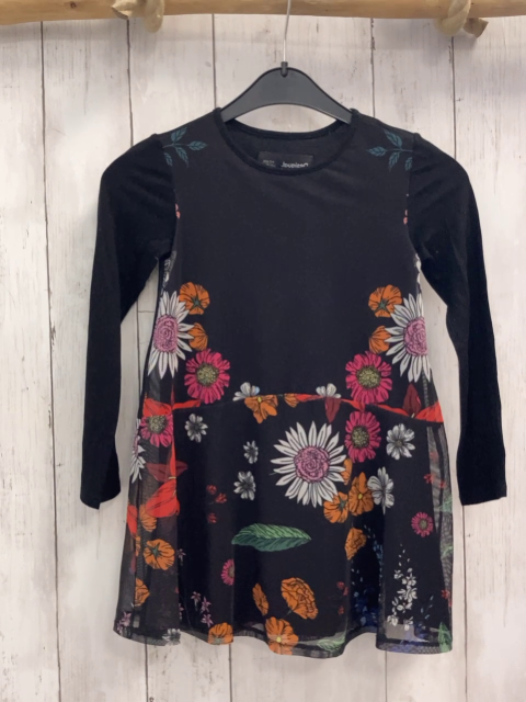 Desigual  Kleid  Gr. 98  schwarz Netzüberkleid mit bunten Blumen 