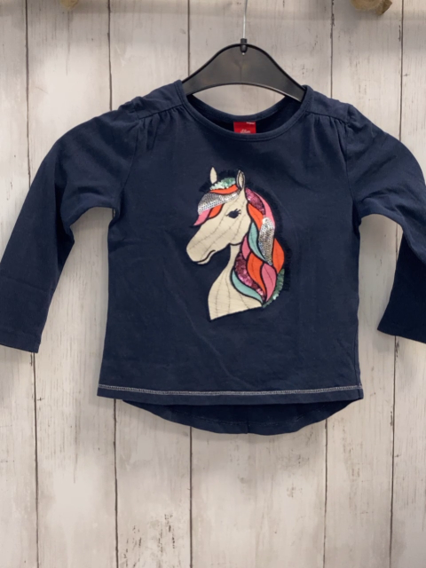 S´Oliver  Langarmshirt  Gr. 92  blau Pferdekopf mit Pailetten
