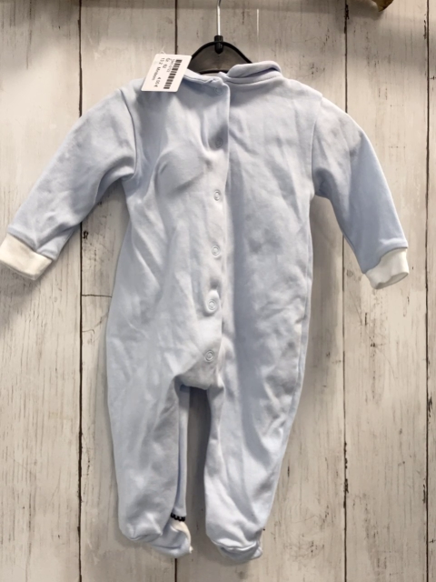 Miniborn  Strampler  Gr. 62  hellblau weiß blau umhäkelt 