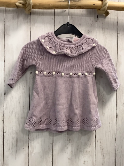 Tahari  Kleid  Gr. 62  lavendel Strick großer Kragen mit Lochmuster weiße Noppn 