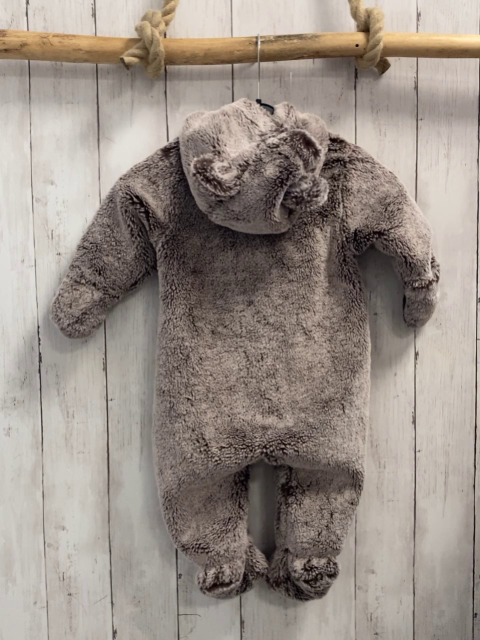 H&M  Overall  Gr. 68  hellgrau braun Fell Kapuze mit Ohren 