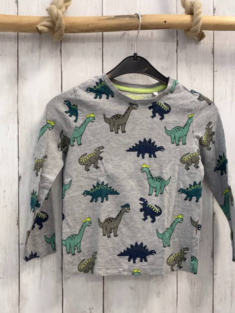   Langarmshirt  Gr. 116  grau bunte Dinos 