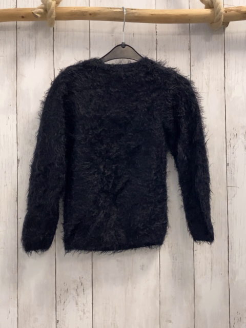 Manguun Pullover  Gr. 128  schwarz Strick flusig Pailetten Pandabär 