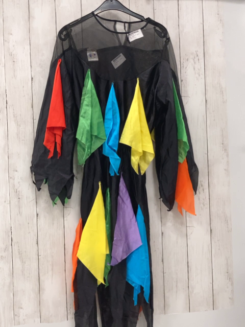   Karnevalkostüm  Gr. 36/38  schwarzes Kleid mit bunten Stoffresten 