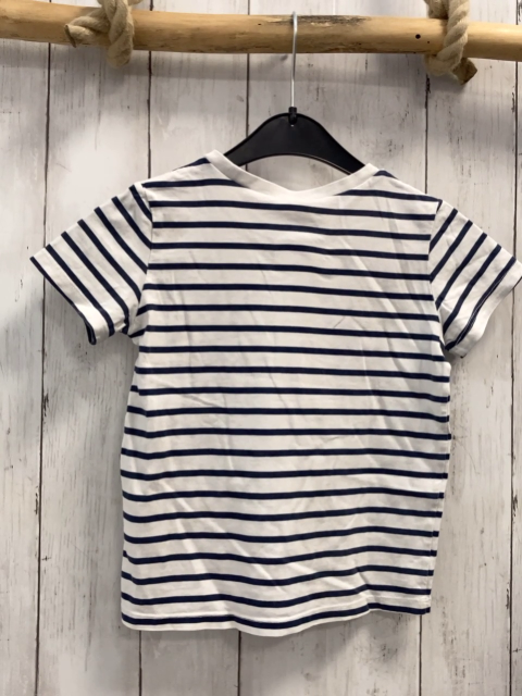 H&M T-Shirt  Gr. 104  weiß blaue Streifen rote Schrift 