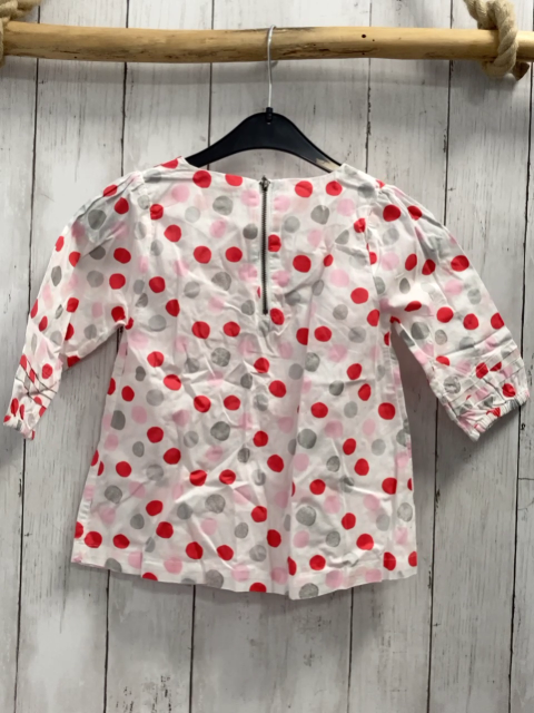 Vertbaudet  Bluse  Gr. 116  weiß rosa grau rote Punkte 