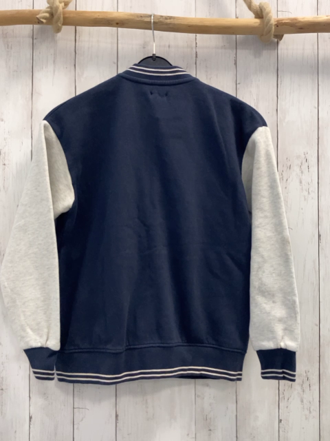 Vertbaudet  Sweatjacke  Gr. 164  blau hellgraue Ärmel hellgrauer Streifenbund