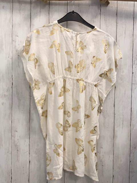 H&M Kleid Gr. 122  weiß goldene Glitzerschmetterlinge