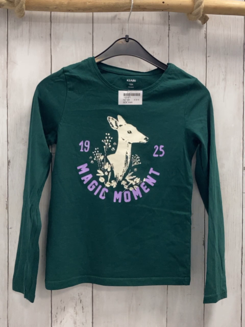 Kiabi  Langarmshirt  Gr. 134  grün weißes Reh lavendel Schrift 