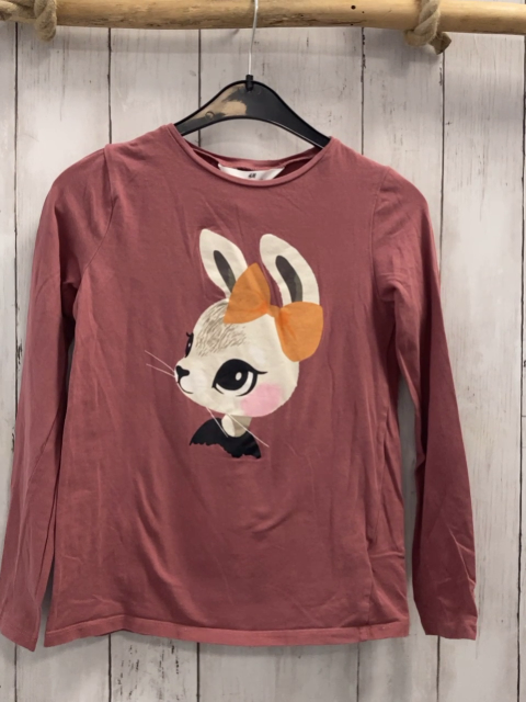 H&M  Langarmshirt  Gr. 134  altrosa rehkopf mit orange Schleife 