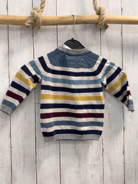 H&M Pullover Gr. 74  grau blau rot gelb gestreift Strick