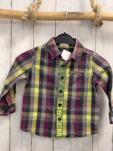 Coccodrillo  Hemd  Gr. 92  aubergine grau hellgrün kariert 