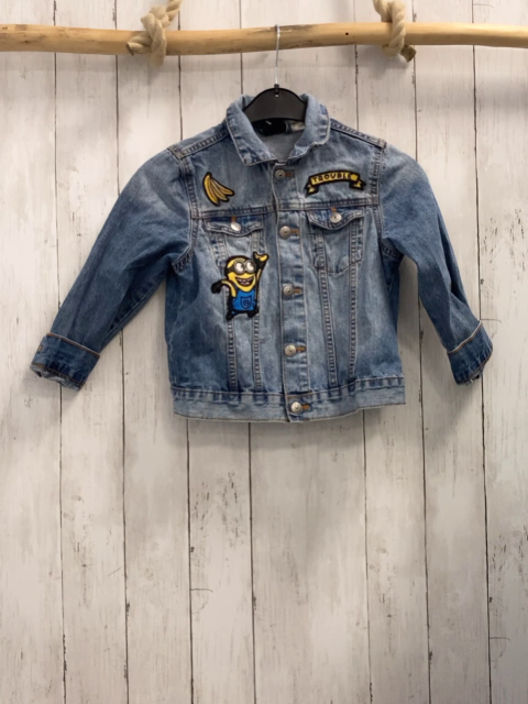 H&M Jeansjacke  Gr. 122  blau Aufnäher Minions 