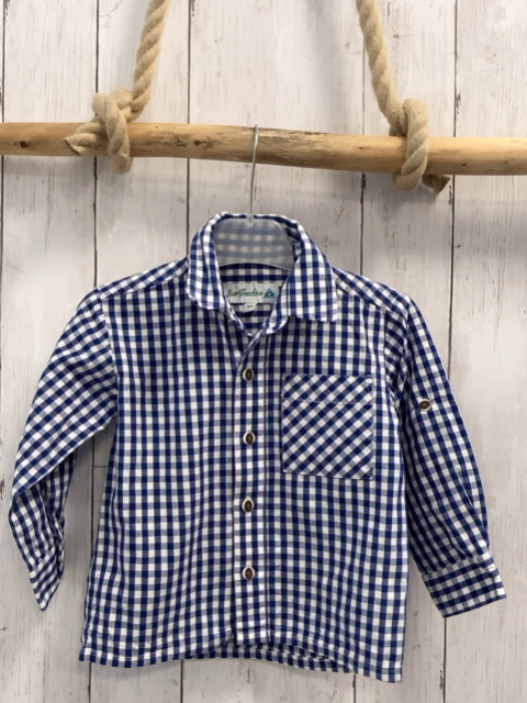 Isar Trachten  Hemd  Gr. 92  blau weiß kariert 