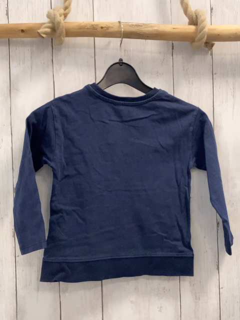 Okaidi Langarmshirt  Gr. 104  blau Pailettenzahl weiße Schrift 