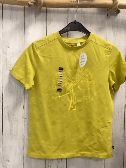 neu Okaidi T-Shirt  Gr. 128  senf gelbe Palme Schrift 