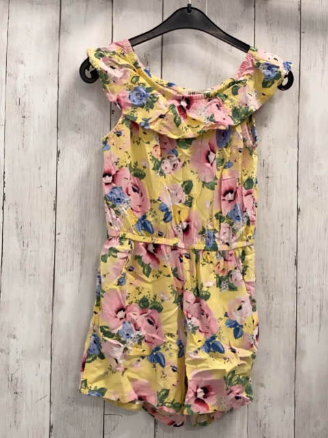 H&M  Playsuit  Gr. 134  gelb bunte Blumen Rüschenkragen 