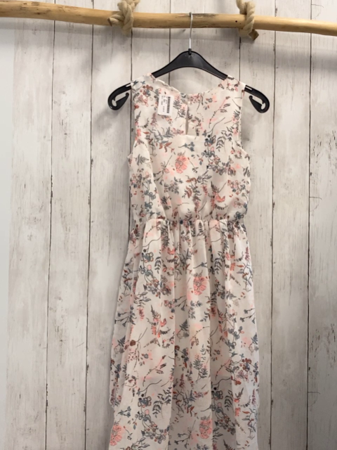 H&M Kleid  Gr. 146  weiß lachs Blumen graue Bätter 