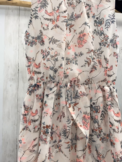 H&M Kleid  Gr. 146  weiß lachs Blumen graue Bätter 