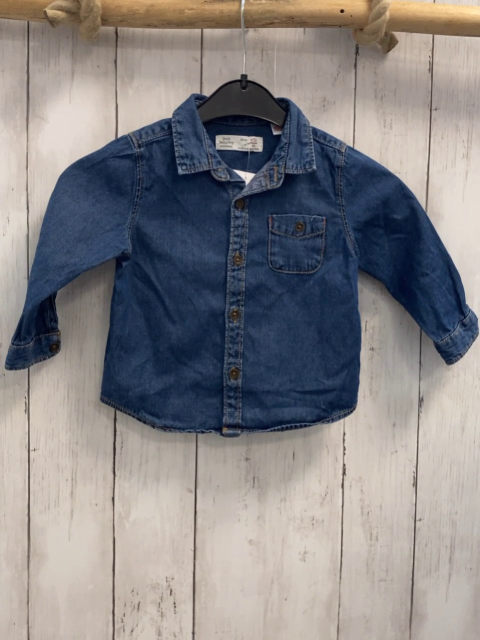 Zara Hemd  Gr. 80  blau Jeans orange Nähte 