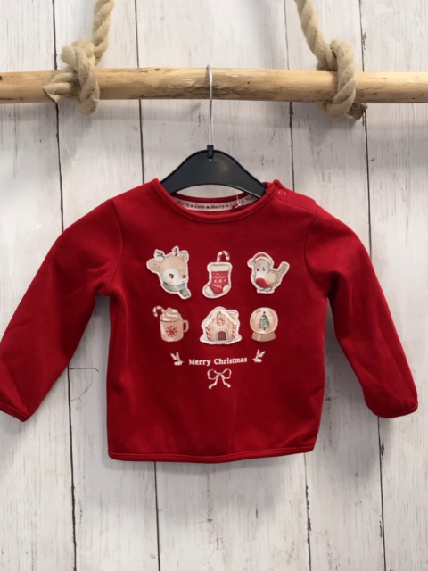  Pullover Gr. 68  rot Weihnachtsmotive