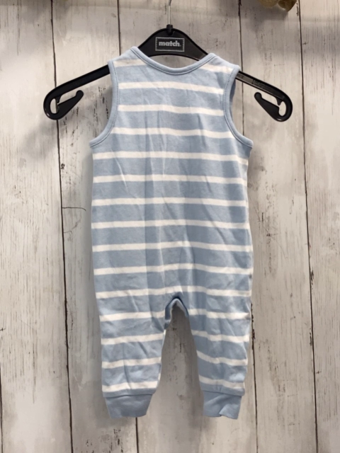 nutmeg Strampler Gr. 68  hellblau weiß gestreift Tiere