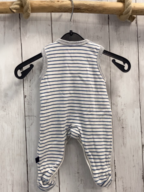 Bornino Strampler Gr. 50  weiß blaue Streifen Elefanten