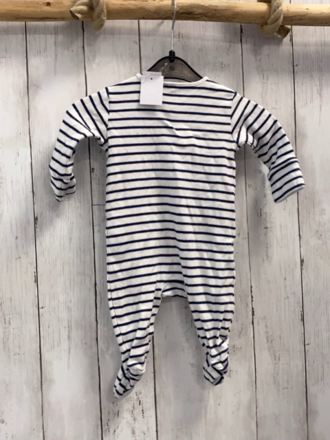 next Strampler Gr. 56  weiß blaue Streifen Elefanten