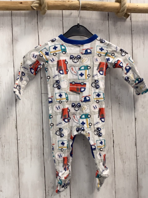 nutmeg Strampler Gr. 68  weiß Fahrzeuge blauer Bund