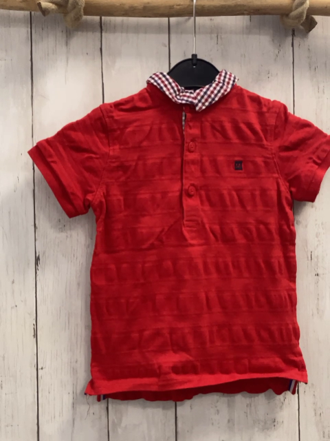 Maine  T-Shirt  Gr. 92  rot Struktur rot blaue weiß gestreifter Hemdkragen