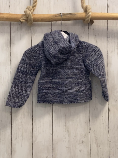 Bellybutton  Strickjacke  Gr. 62  blau hellgrau meliert + weißer Streifen Kapuze 