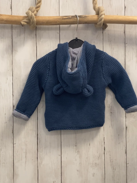 M&S  Strickjacke  Gr. 68  blau Kapuze mit Ohren 