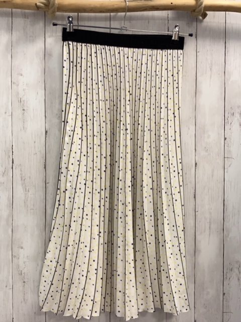 Camaieu  Rock Gr. 158/164  weiß schwarze Streifen gelb schwarze Punkte + Rechtecke schwarzer Gummizugbund 