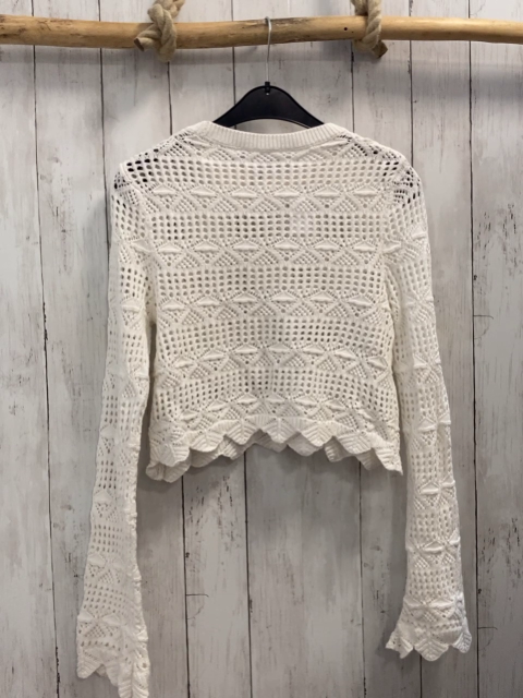  Pullover  Gr. 158/164  weiß Strick Lochmuster 