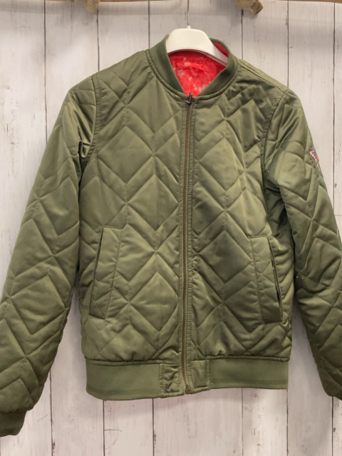   Wendejacke  Gr. 158  hellrot rot weiße Blumen / kiwi 