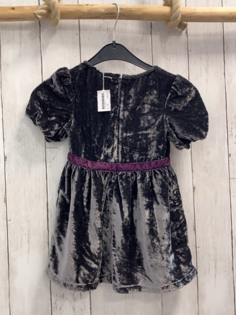 name it Kleid Gr. 86  grau Samt lila Gürtlband