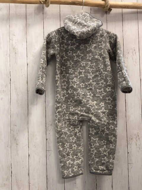  Fleeceoverall Gr. 92  grau weiße Sterne
