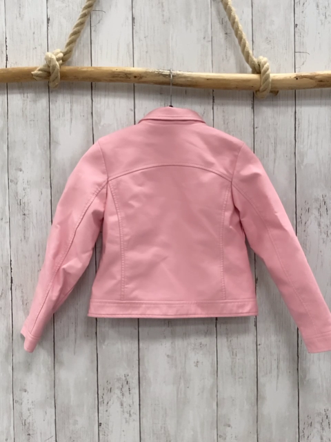   Jacke  Gr. 116  rosa lederoptik grauer Reißverschluss 