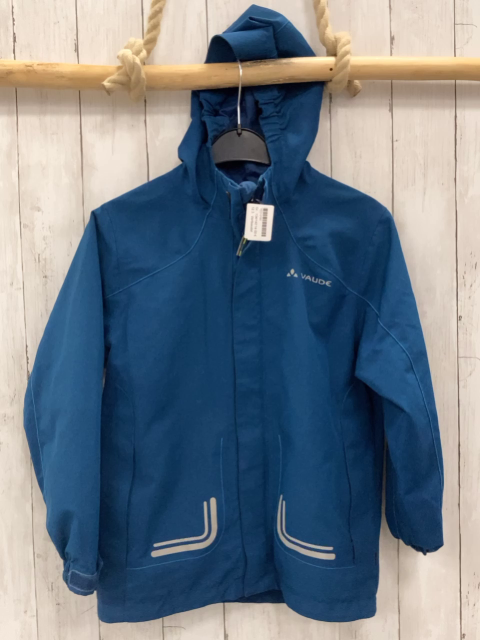 Vertbaudet Jacke  Gr. 134/140  blau Kapuze silber Druck 