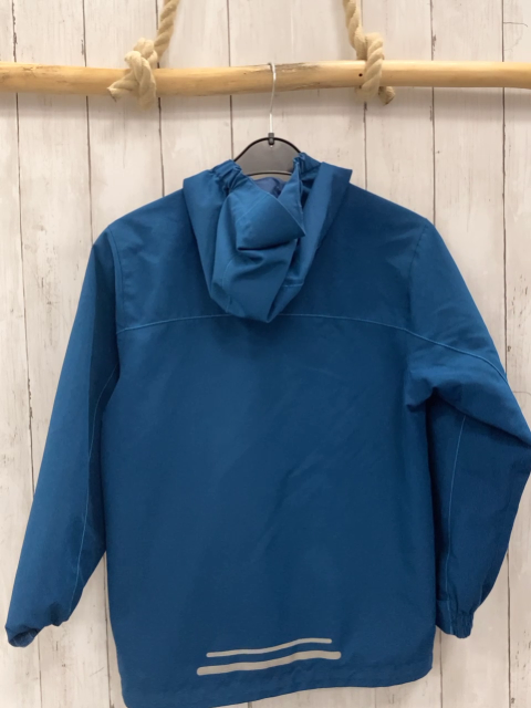 Vertbaudet Jacke  Gr. 134/140  blau Kapuze silber Druck 