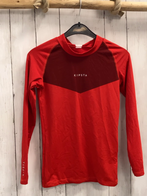 Decathloon  Sportshirt lang  Gr. 152  rot weinrot graue Schrift 