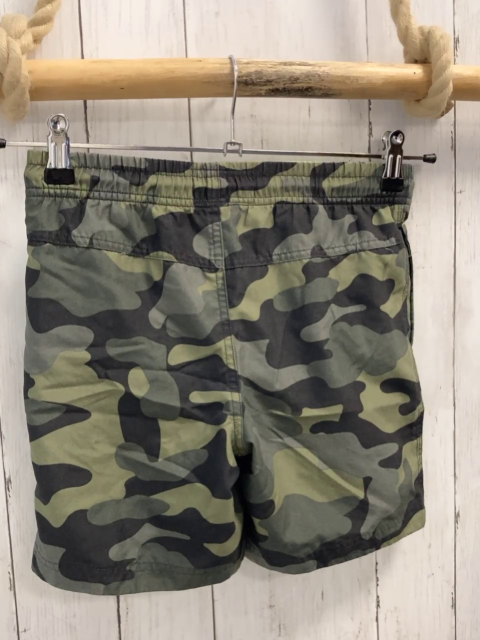   Badeshorts  Gr. 146/152  grau dunkelgrau sand gemustert hellgrün bunte Kordel 