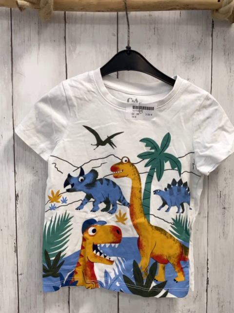   T-Shirt  Gr. 98  weiß Dinos Palmen